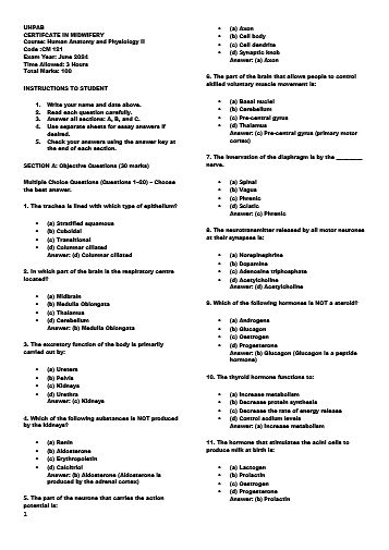 Human Anatomy and Physiology II Code :CM 121  (UHPAB) cover