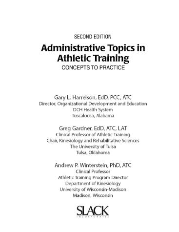 Administrative topics in athletic training cover